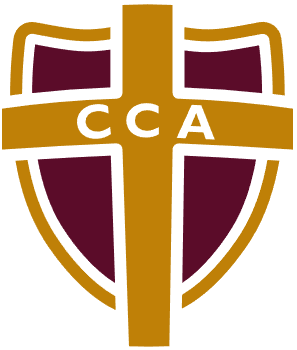 Cornerstone Christian Academy Logo with Christian Cross and the letters: CCA